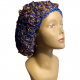 Bonnet en maille crochetée pour cheveux longs ou dreads locks : Couleur:Bleu